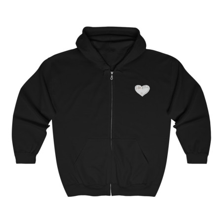 Unisex Heavy Blend™ Full Zip Hooded Sweatshirt - small I Am A11y heart logo