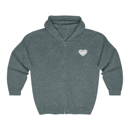 Unisex Heavy Blend™ Full Zip Hooded Sweatshirt - small I Am A11y heart logo