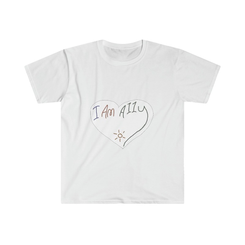 Unisex Softstyle T-Shirt - large I Am A11y heart logo