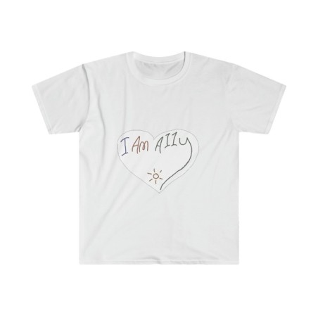 Unisex Softstyle T-Shirt - large I Am A11y heart logo