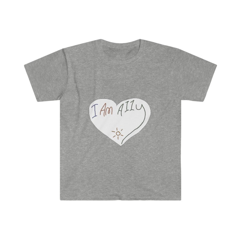 Unisex Softstyle T-Shirt - large I Am A11y heart logo